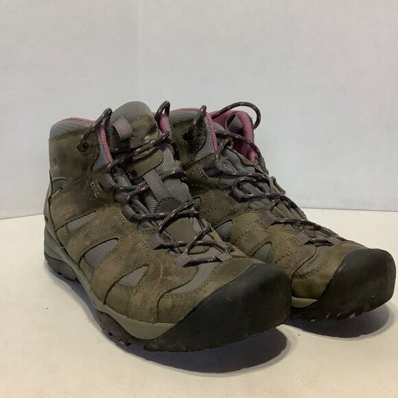 Women's Keen 52002 Mid Hiking Boots Size 10 Pink/Brown/Gray - Picture 3 of 12